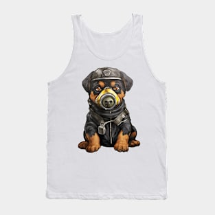 Rottweiler Dog Wearing Gas Mask Tank Top